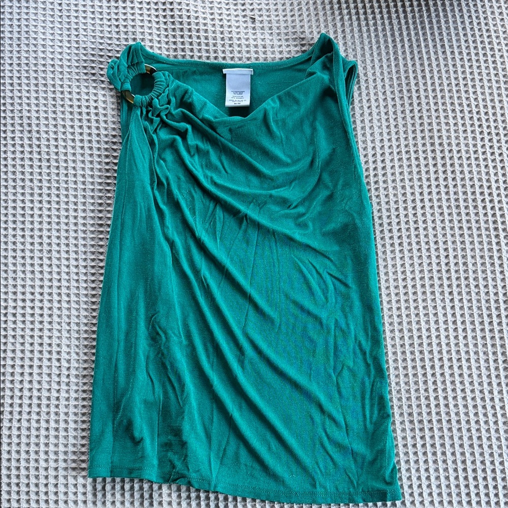 Jaclyn Smith Teal Ring-Shoulder Sleeveless Tank